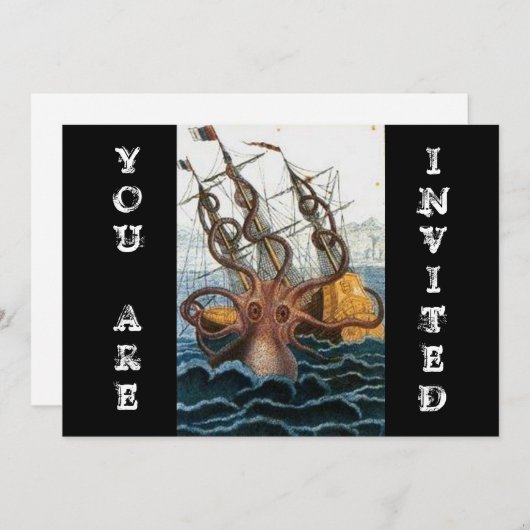 Steampunk  Victoriaans | Kraken Octopus Kaart (Voorkant / Achterkant)