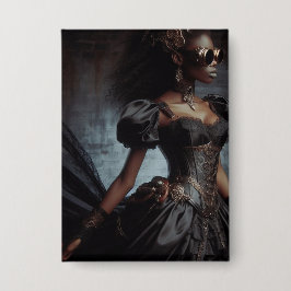 Steampunk  Victoriaans Lady Black Raven Button