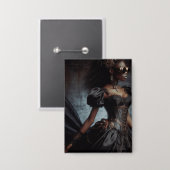 Steampunk  Victoriaans Lady Black Raven Button (Voorkant / Achterkant)