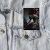 Steampunk  Victoriaans Lady Black Raven Button (Insitu)