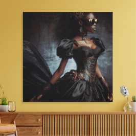 Steampunk Victoriaans Lady Black Raven Canvas Afdruk