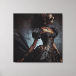 Steampunk  Victoriaans Lady Black Raven Canvas Afdruk