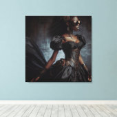 Steampunk  Victoriaans Lady Black Raven Canvas Afdruk (Insitu (Houten vloer))