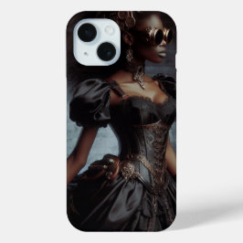 Steampunk  Victoriaans Lady Black Raven iPhone 15 Case