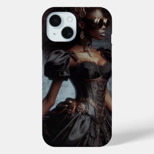Steampunk Victoriaans Lady Black Raven iPhone 15 Case
