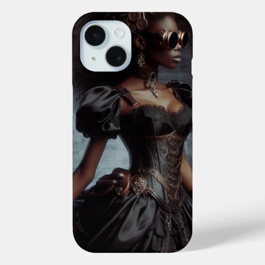 Steampunk  Victoriaans Lady Black Raven Case-Mate iPhone Case (Achterkant)
