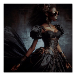 Steampunk  Victoriaans Lady Black Raven Perfect Poster