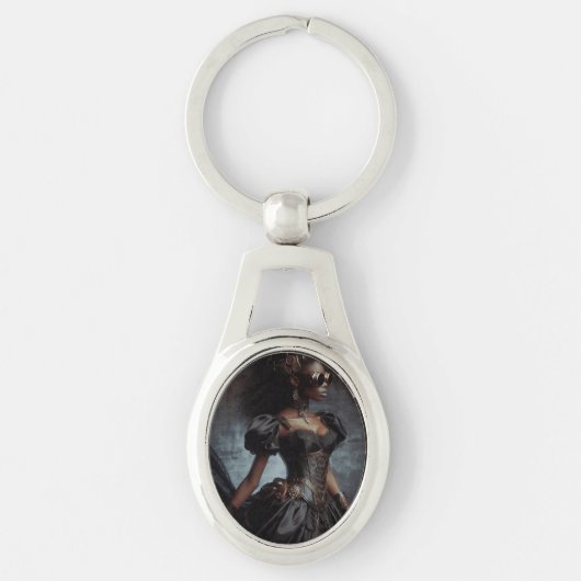 Steampunk  Victoriaans Lady Black Raven Sleutelhanger (Voorkant)