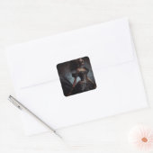 Steampunk  Victoriaans Lady Black Raven Vierkante Sticker (Envelop)