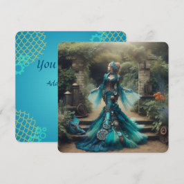 Steampunk  Victoriaans Lady Blauwgroen Zeemeermin Kaart