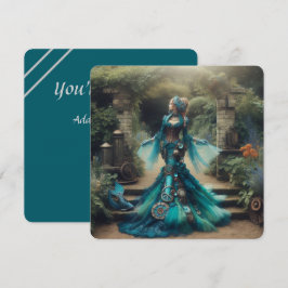 Steampunk  Victoriaans Lady Blauwgroen Zeemeermin Kaart