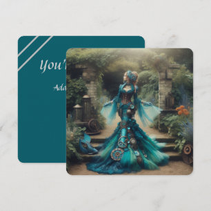 Steampunk Victoriaans Lady Blauwgroen Zeemeermin Kaart