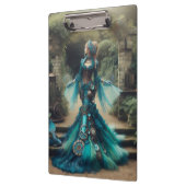 Steampunk  Victoriaans Lady Blauwgroen Zeemeermin Klembord (Links)