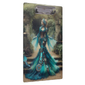 Steampunk  Victoriaans Lady Blauwgroen Zeemeermin Klembord (Rechts)