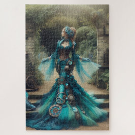 Steampunk  Victoriaans Lady Blauwgroen Zeemeermin Legpuzzel