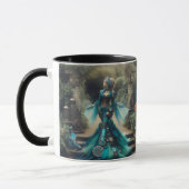 Steampunk Victoriaans Lady Blauwgroen Zeemeermin Mok (Links)