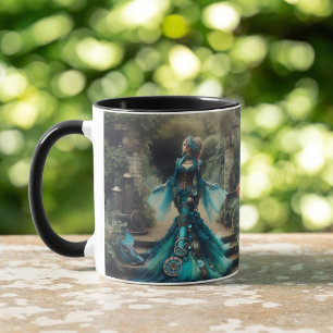 Steampunk Victoriaans Lady Blauwgroen Zeemeermin Mok