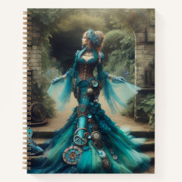 Steampunk  Victoriaans Lady Blauwgroen Zeemeermin Notitieboek
