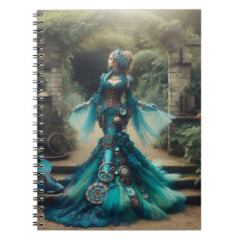 Steampunk  Victoriaans Lady Blauwgroen Zeemeermin Notitieboek