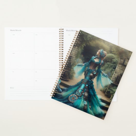 Steampunk Victoriaans Lady Blauwgroen Zeemeermin Planner (Display)