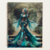 Steampunk Victoriaans Lady Blauwgroen Zeemeermin Planner (Voorkant)
