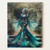 Steampunk Victoriaans Lady Blauwgroen Zeemeermin Planner (Achterkant)