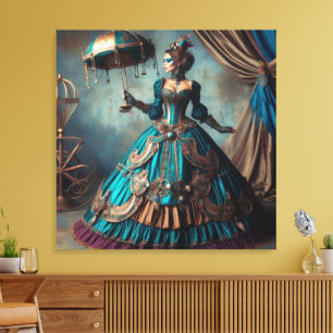 Steampunk Victoriaans Lady Circus Performer Canvas Afdruk