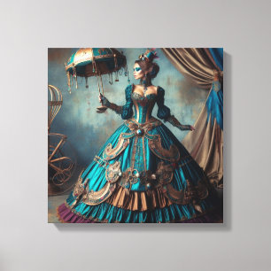 Steampunk Victoriaans Lady Circus Performer Canvas Afdruk