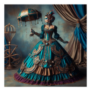 Steampunk  Victoriaans Lady Circus Performer Perfect Poster