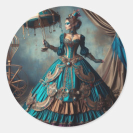 Steampunk  Victoriaans Lady Circus Performer Ronde Sticker