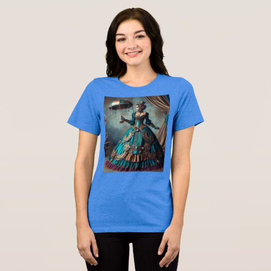 Steampunk  Victoriaans Lady Circus Performer Tri-Blend Shirt (Voorkant volledig)
