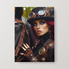Steampunk Victoriaans Lady Dark Rider Button
