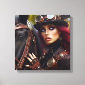 Steampunk Victoriaans Lady Dark Rider Canvas Afdruk (Voorkant)