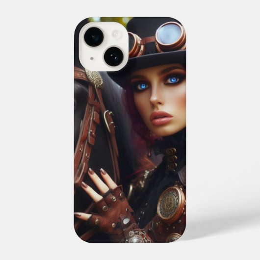 Steampunk Victoriaans Lady Dark Rider iPhone Hoesje (Achterkant)