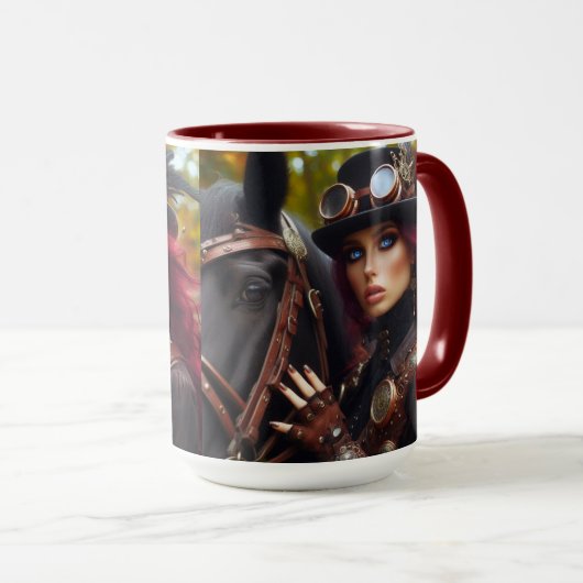 Steampunk Victoriaans Lady Dark Rider Mok (Voorkant rechts)