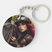 Steampunk Victoriaans Lady Dark Rider Sleutelhanger (Achterkant)