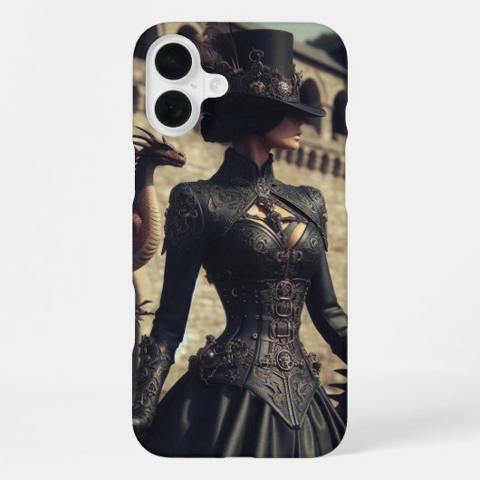 Steampunk Victoriaans Lady Dragon Rider iPhone Hoesje (Achterkant)