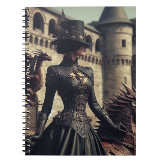 Steampunk Victoriaans Lady Dragon Rider Notitieboek (Voorkant)