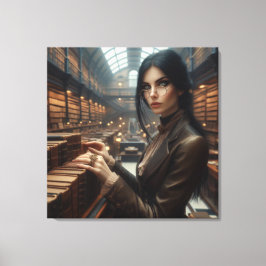 Steampunk  Victoriaans Lady Librarian Canvas Afdruk