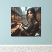 Steampunk  Victoriaans Lady Librarian Canvas Afdruk (Insitu (Houten vloer))