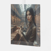 Steampunk  Victoriaans Lady Librarian Glas Ornament (Voorkant links)