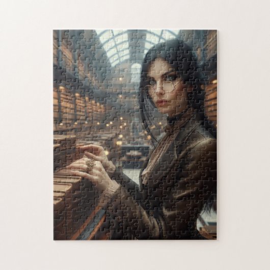 Steampunk  Victoriaans Lady Librarian Legpuzzel (Verticaal)