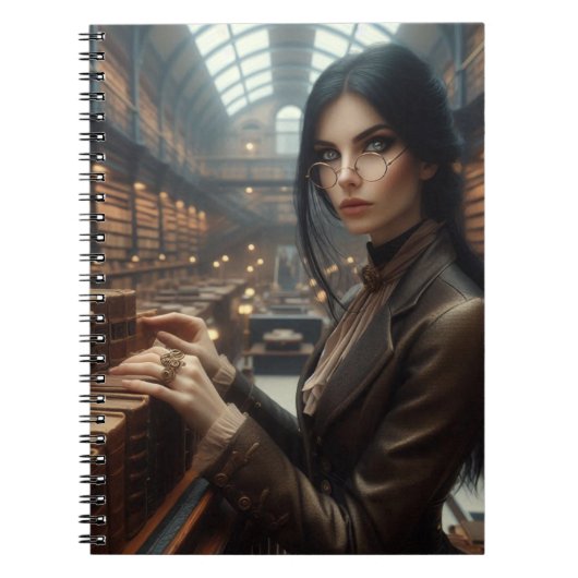 Steampunk  Victoriaans Lady Librarian Notitieboek (Voorkant)