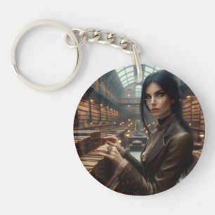 Steampunk Victoriaans Lady Librarian Sleutelhanger