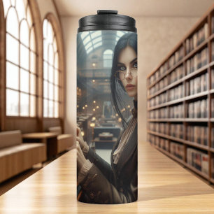 Steampunk  Victoriaans Lady Librarian Thermosbeker