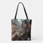 Steampunk  Victoriaans Lady Librarian Tote Bag (Achterkant)