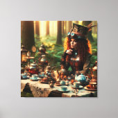 Steampunk  Victoriaans Lady Mad Hatter Canvas Afdruk (Voorkant)