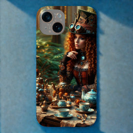 Steampunk Victoriaans Lady Mad Hatter Case-Mate iPhone 14 Hoesje