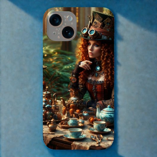 Steampunk Victoriaans Lady Mad Hatter Case-Mate iPhone Case