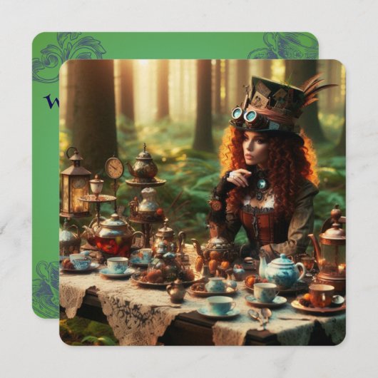 Steampunk Victoriaans Lady Mad Hatter Kaart (Voorkant / Achterkant)